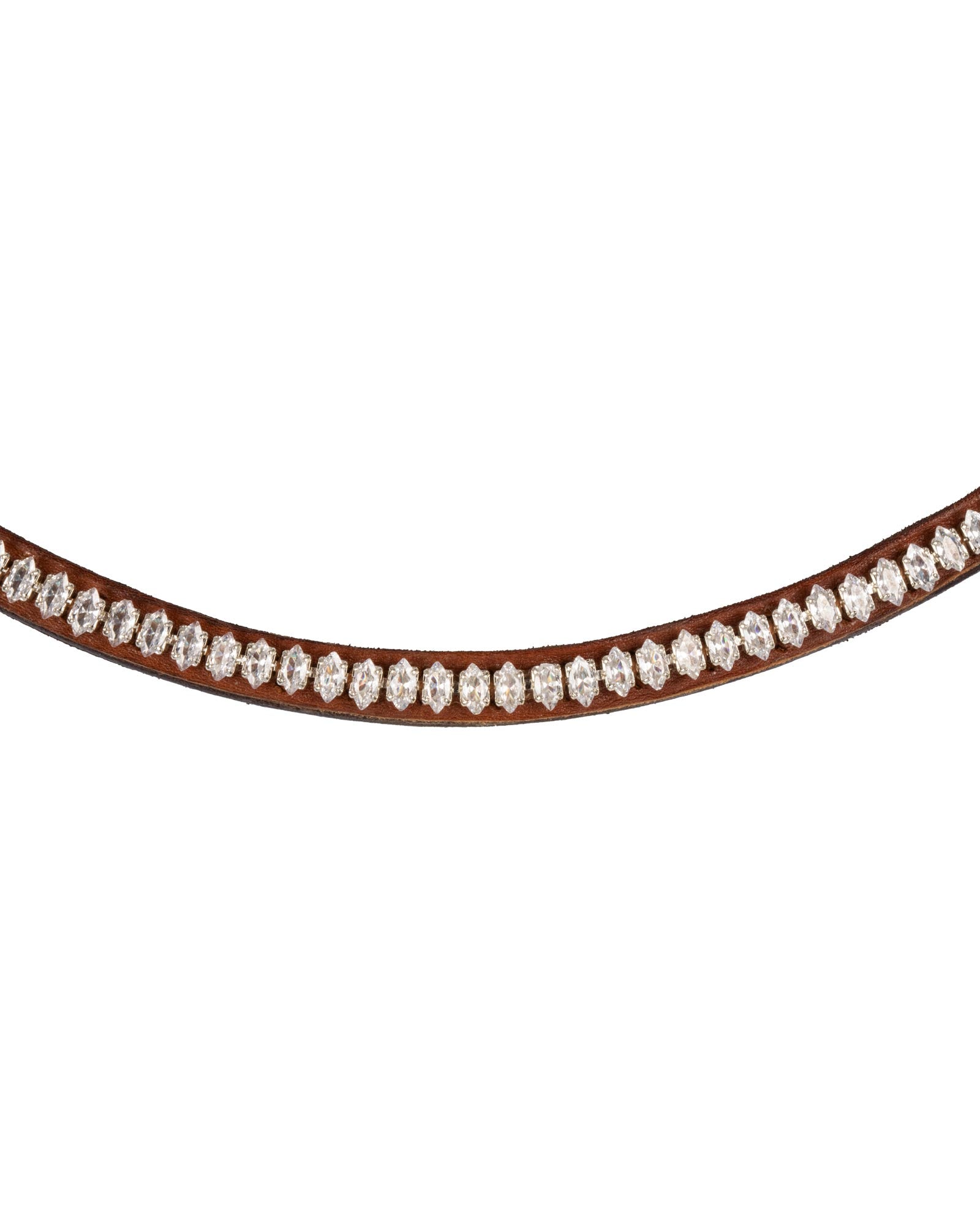 Acavallo Browband Calfskin & Oval Crystals Cognac