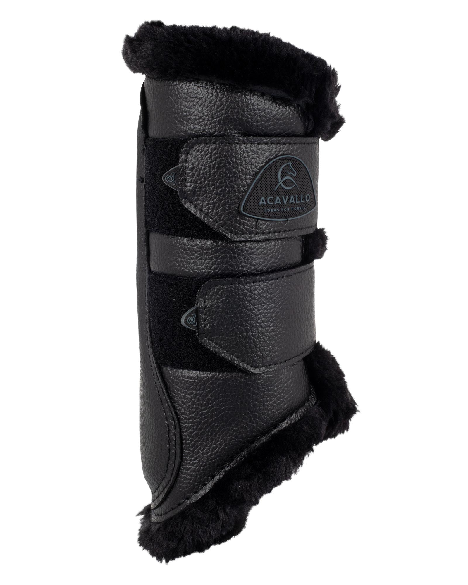 Acavallo Front Brushing Boots Eco-Leather & Faux Sheepskin Black
