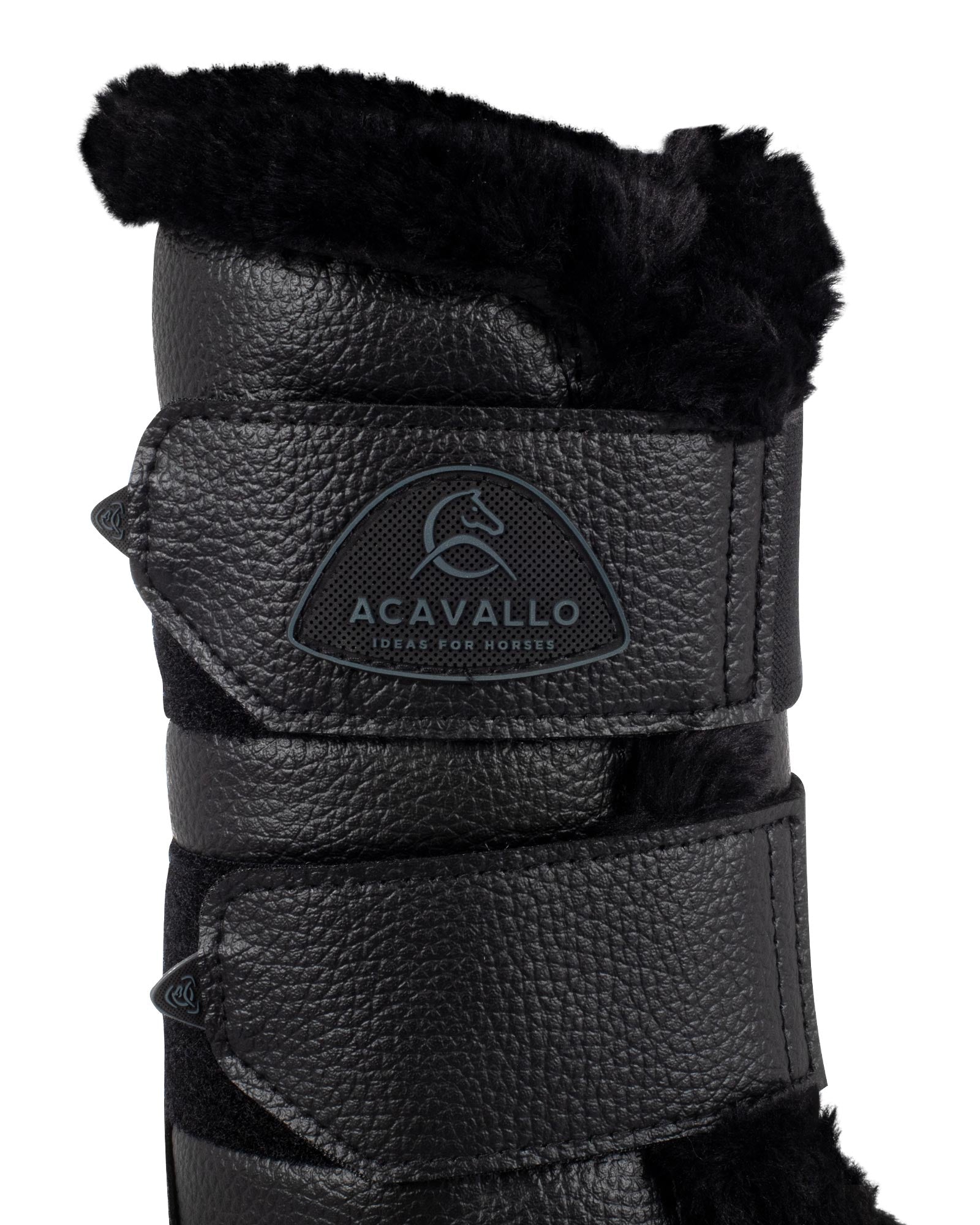 Acavallo Front Brushing Boots Eco-Leather & Faux Sheepskin Black