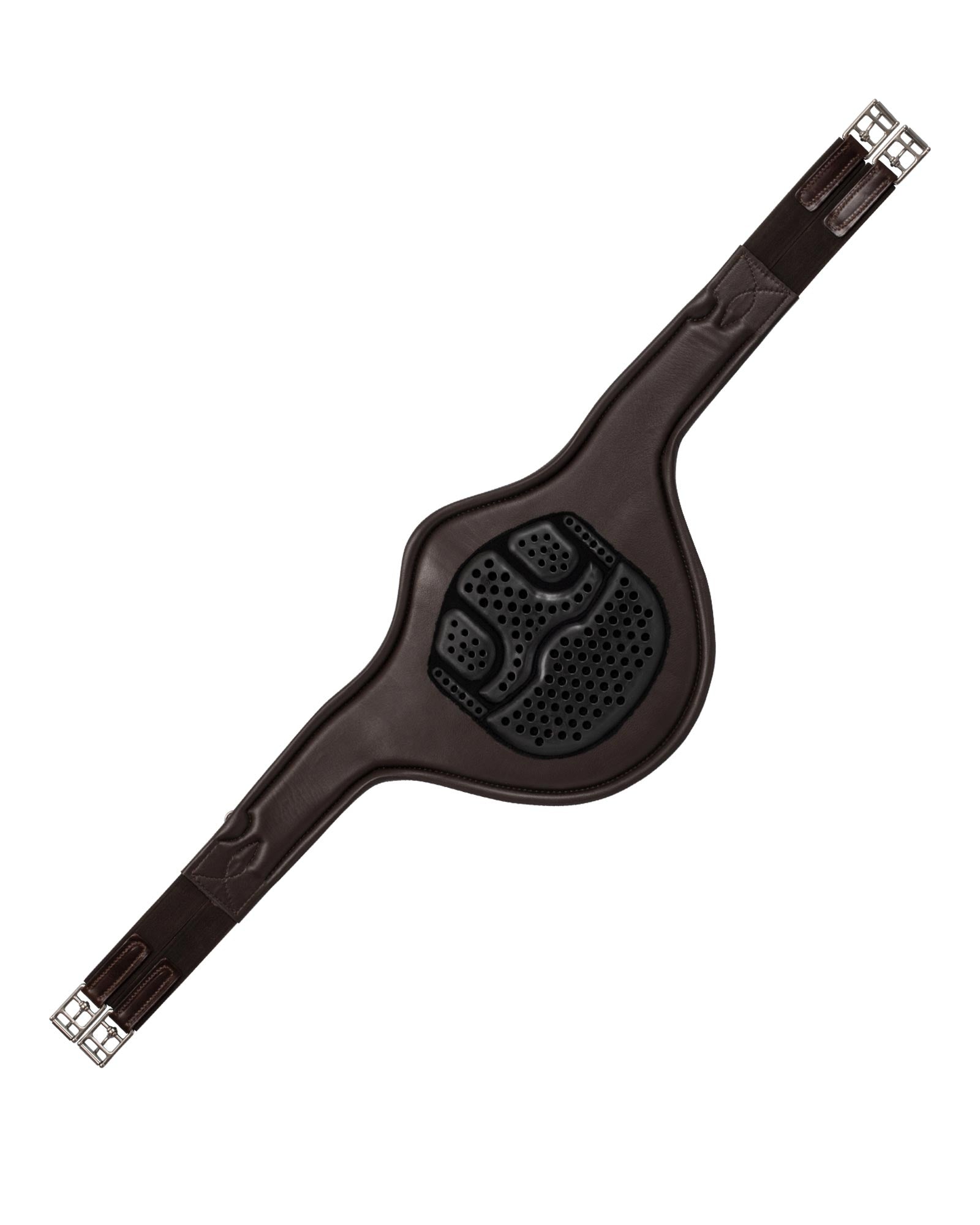 Acavallo Jumping Stud Guard Girth Leather & Gel Dark Brown