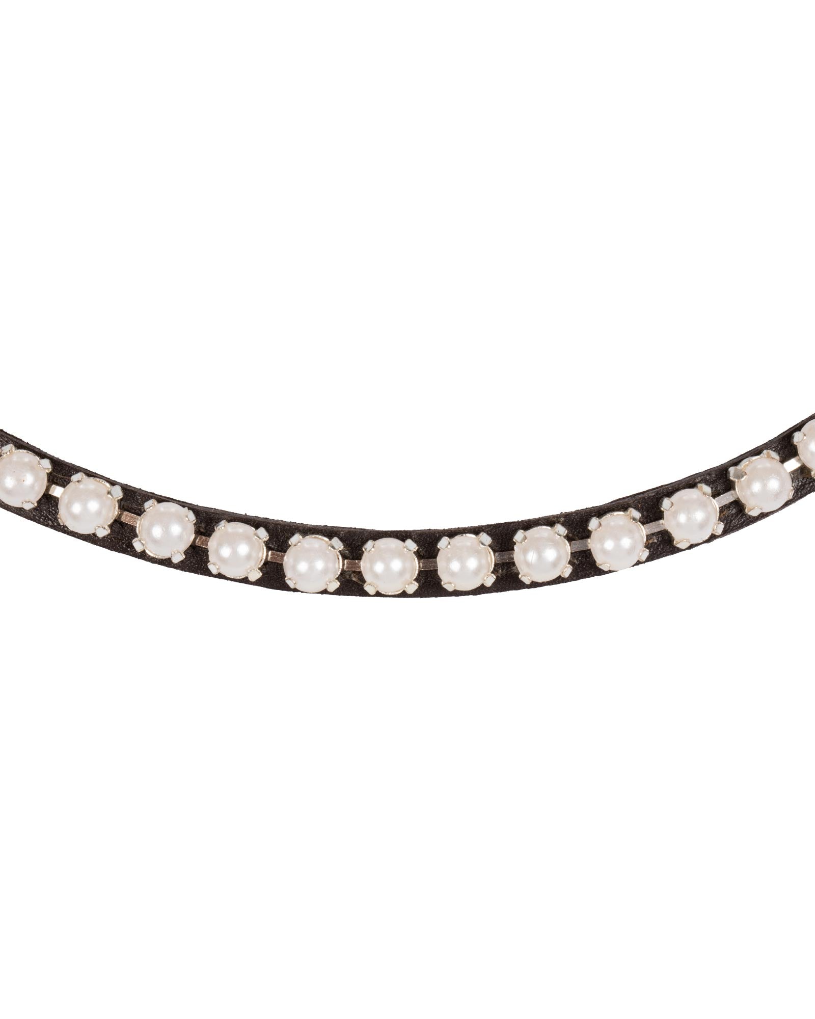 Acavallo Browband Calfskin & Pearls Dark Brown