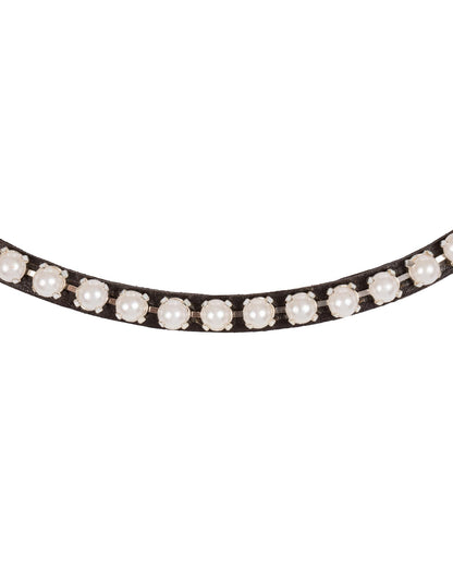 Acavallo Browband Calfskin & Pearls Dark Brown