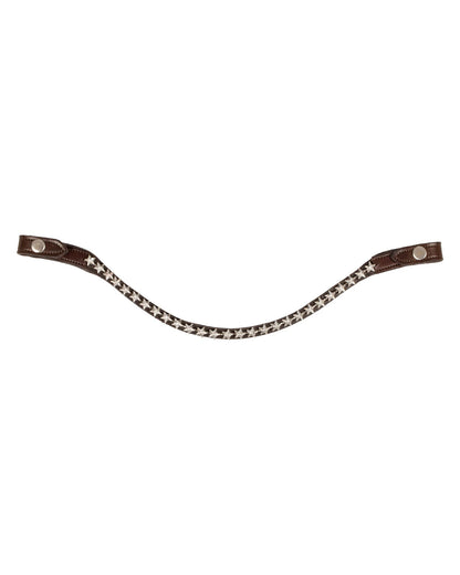Acavallo Browband Calfskin & Starry Crystals Dark Brown