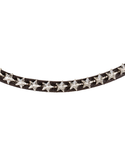 Acavallo Browband Calfskin & Starry Crystals Dark Brown