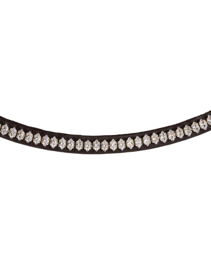 Acavallo Browband Calfskin & Oval Crystals Dark Brown