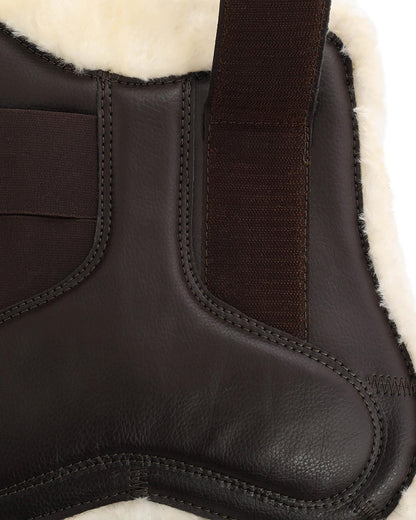 Acavallo Jumping Tendon Boots Faux Sheepskin & Hook-And-Loop Closure Brown