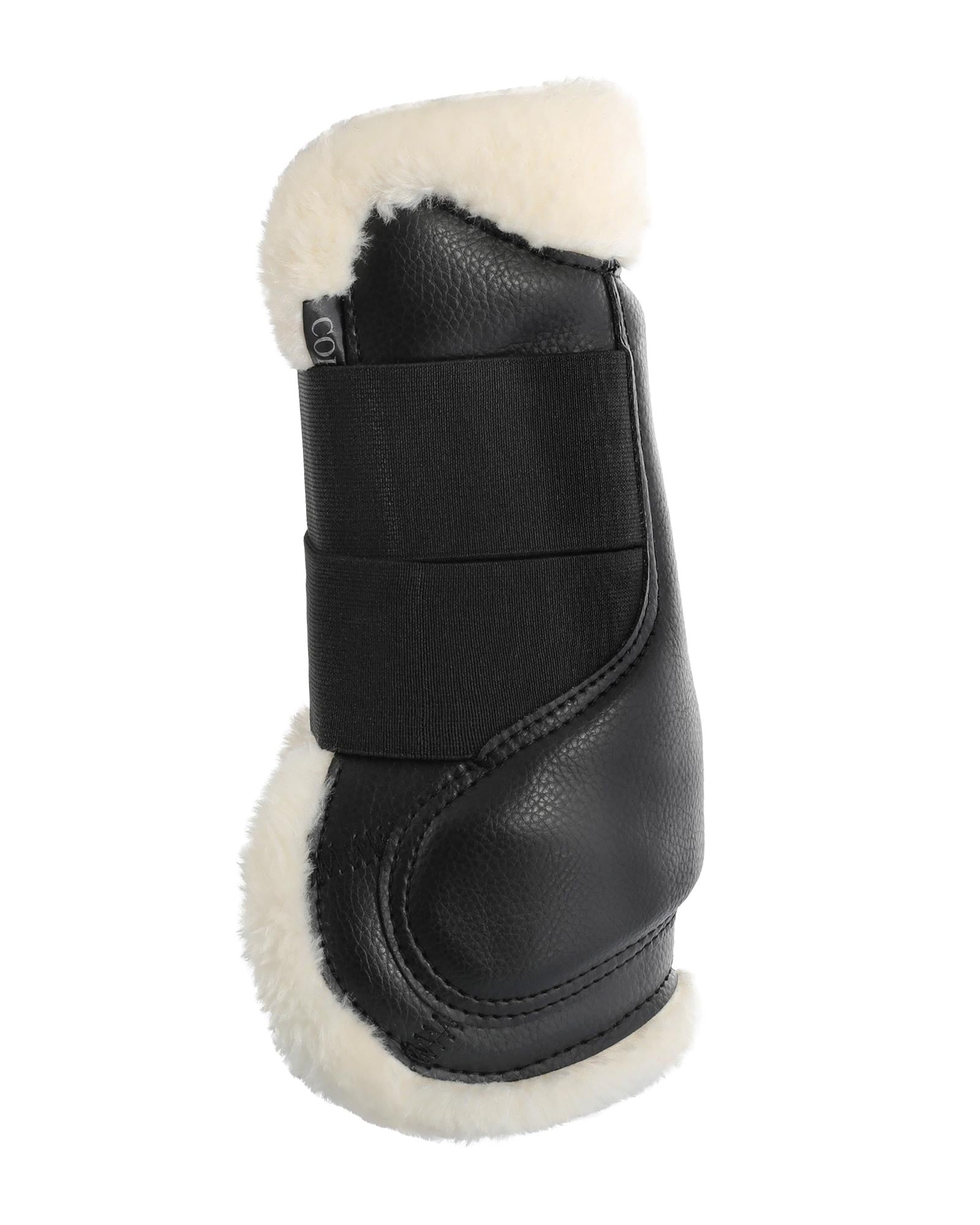 Acavallo Jumping Tendon Boots Faux Sheepskin & Hook-And-Loop Closure Black