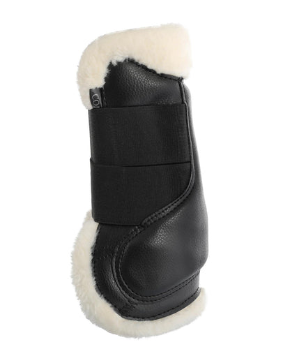 Acavallo Jumping Tendon Boots Faux Sheepskin & Hook-And-Loop Closure Black