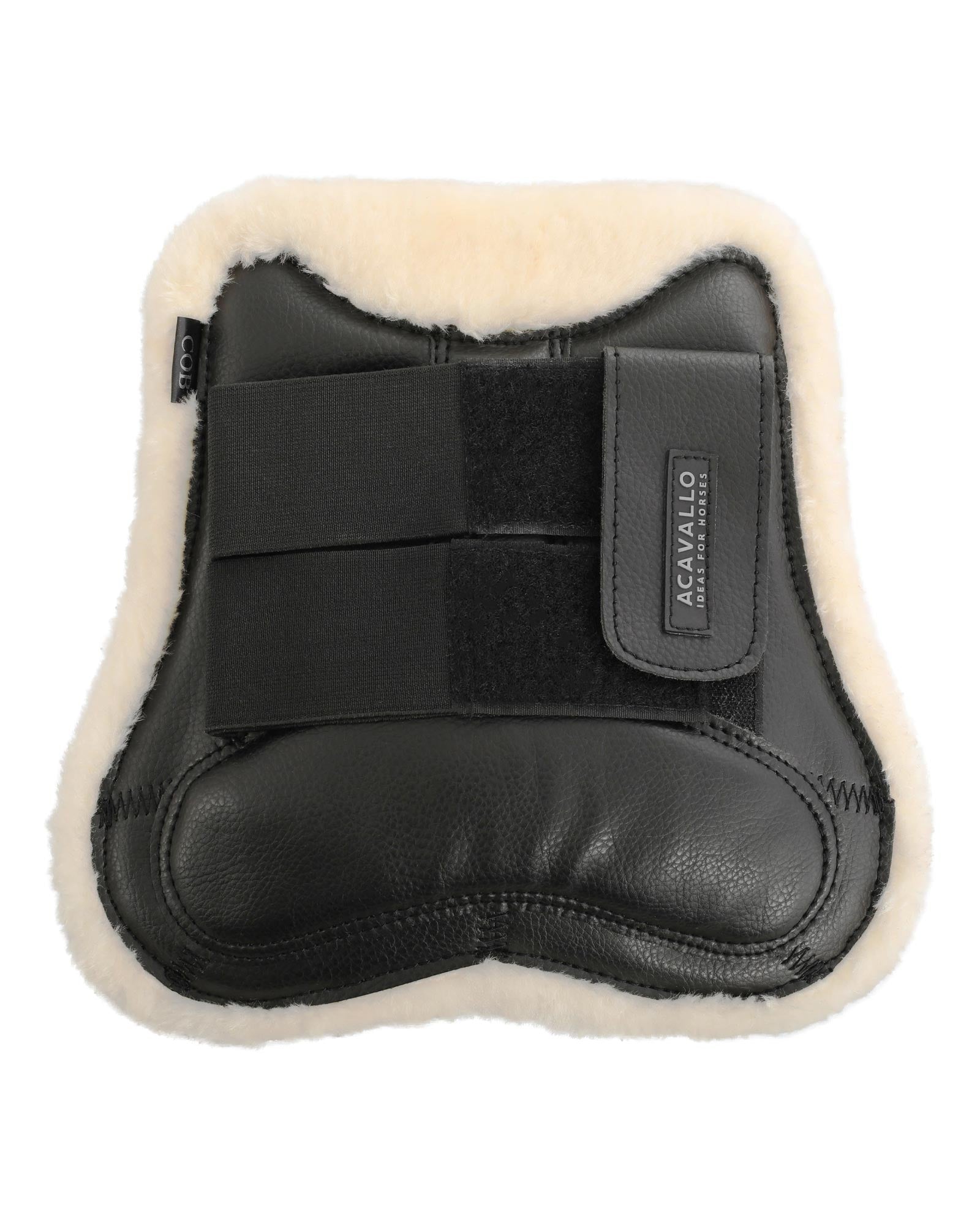 Acavallo Jumping Tendon Boots Faux Sheepskin & Hook-And-Loop Closure Black