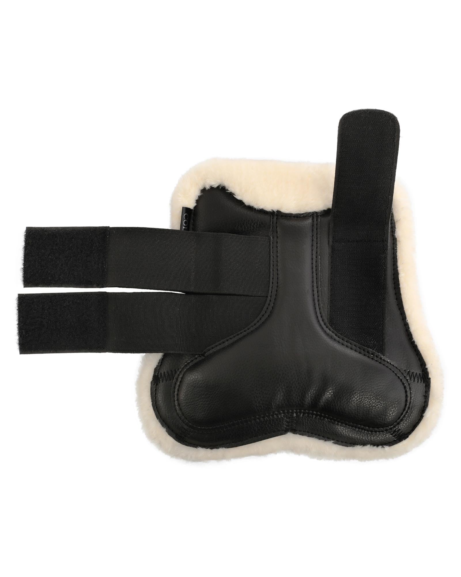 Acavallo Jumping Tendon Boots Faux Sheepskin & Hook-And-Loop Closure Black