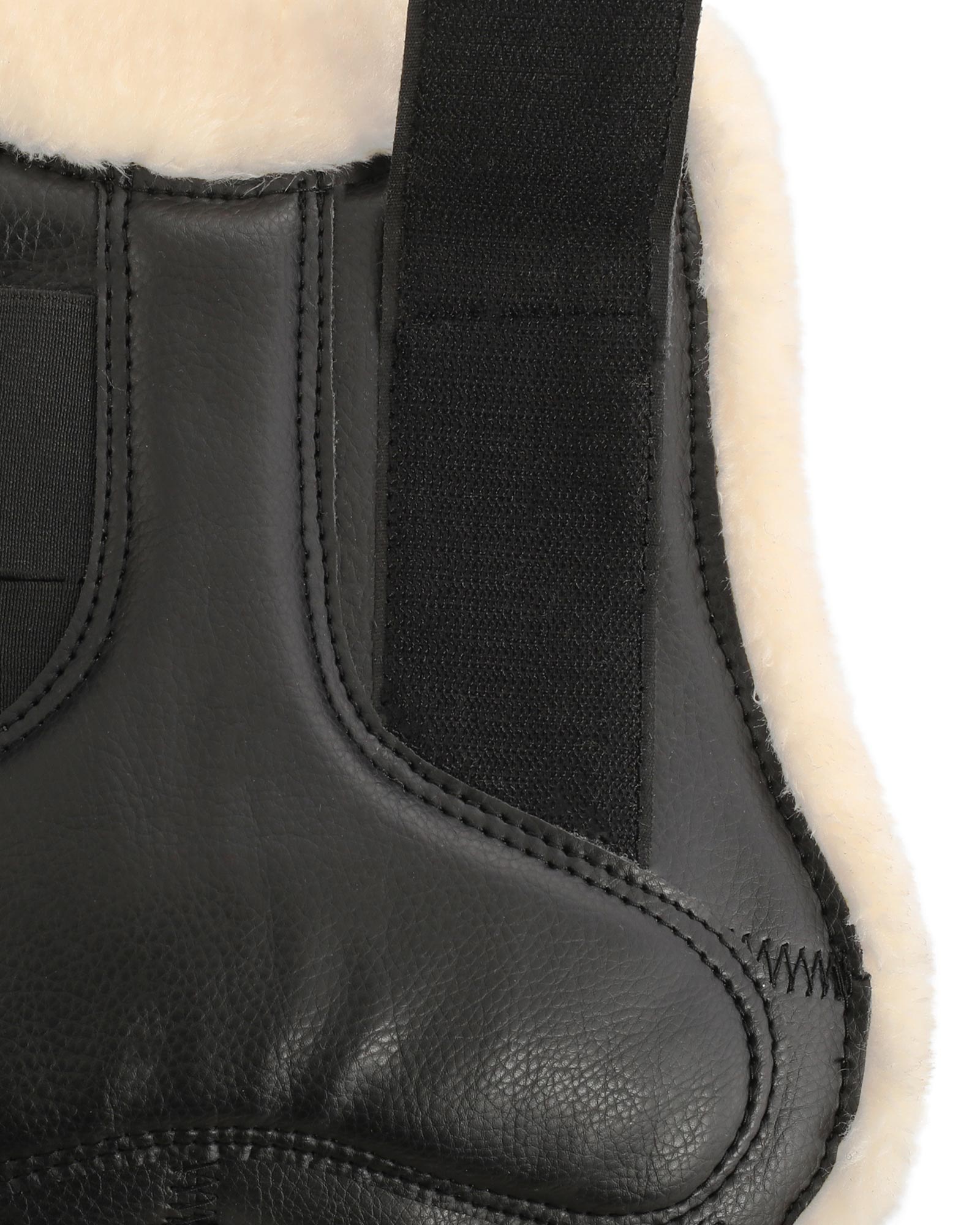 Acavallo Jumping Tendon Boots Faux Sheepskin & Hook-And-Loop Closure Black