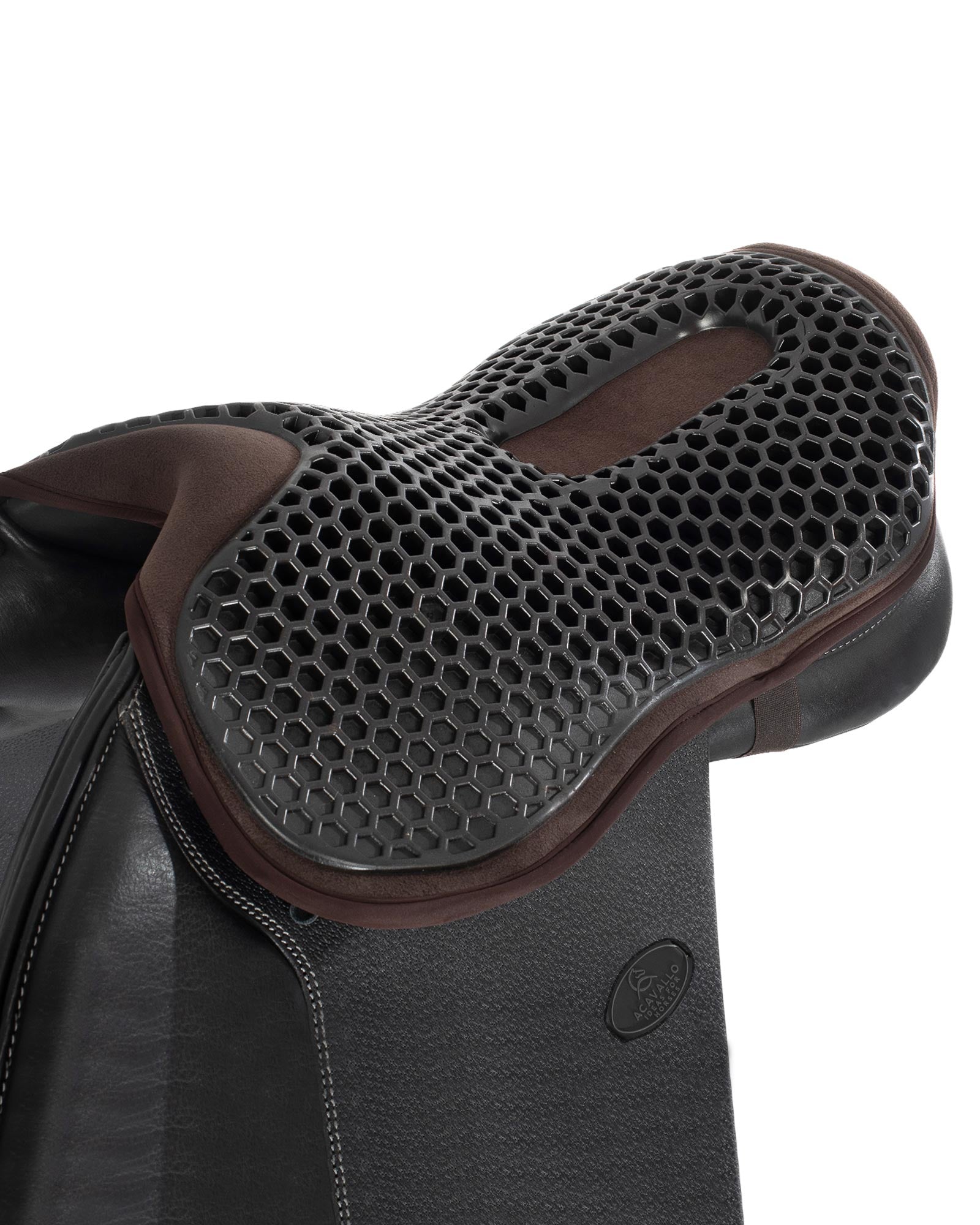 Acavallo Ortho-Coccyx Seat Saver Jumping Hexagonal Gel-Out Dri-Lex 20mm Brown