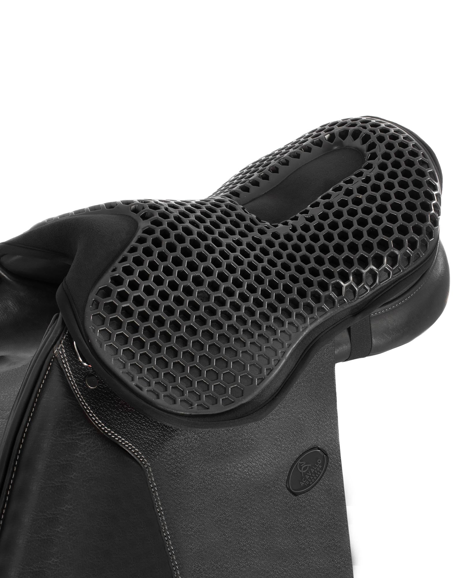 Acavallo Ortho-Coccyx Seat Saver Jumping Hexagonal Gel-Out Dri-Lex 20mm Black
