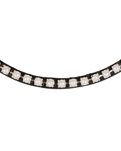 Acavallo Browband Calfskin & Pearls Black