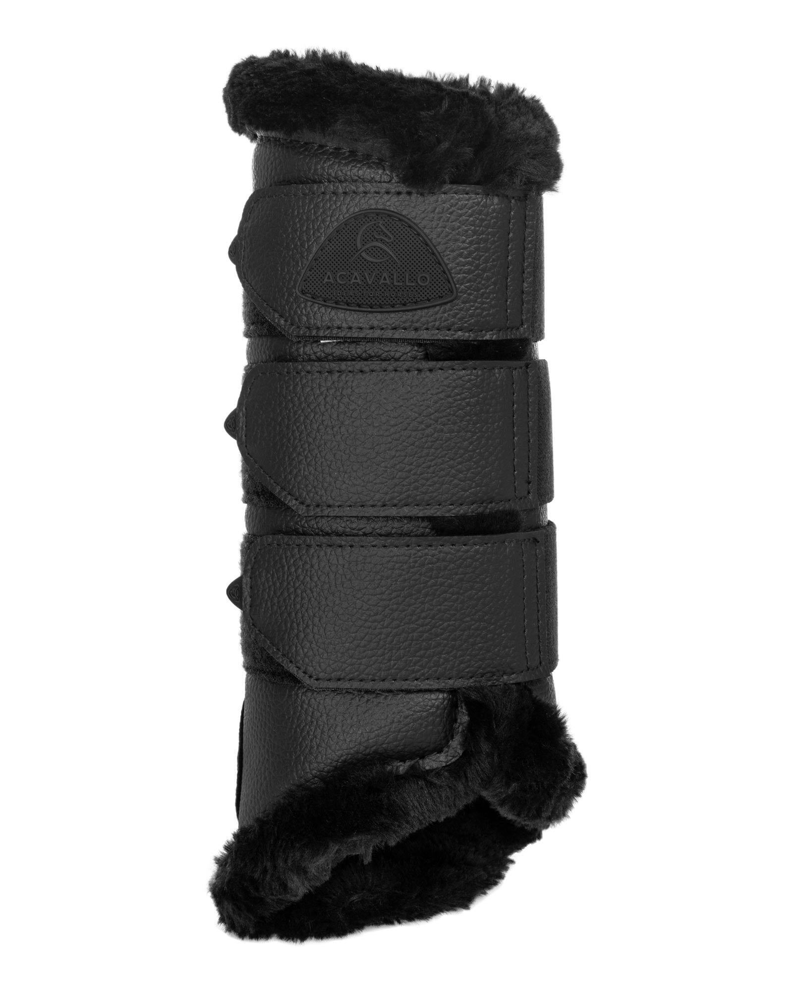 Acavallo Hind Brushing Boots Faux Leather & Faux Sheepskin Black