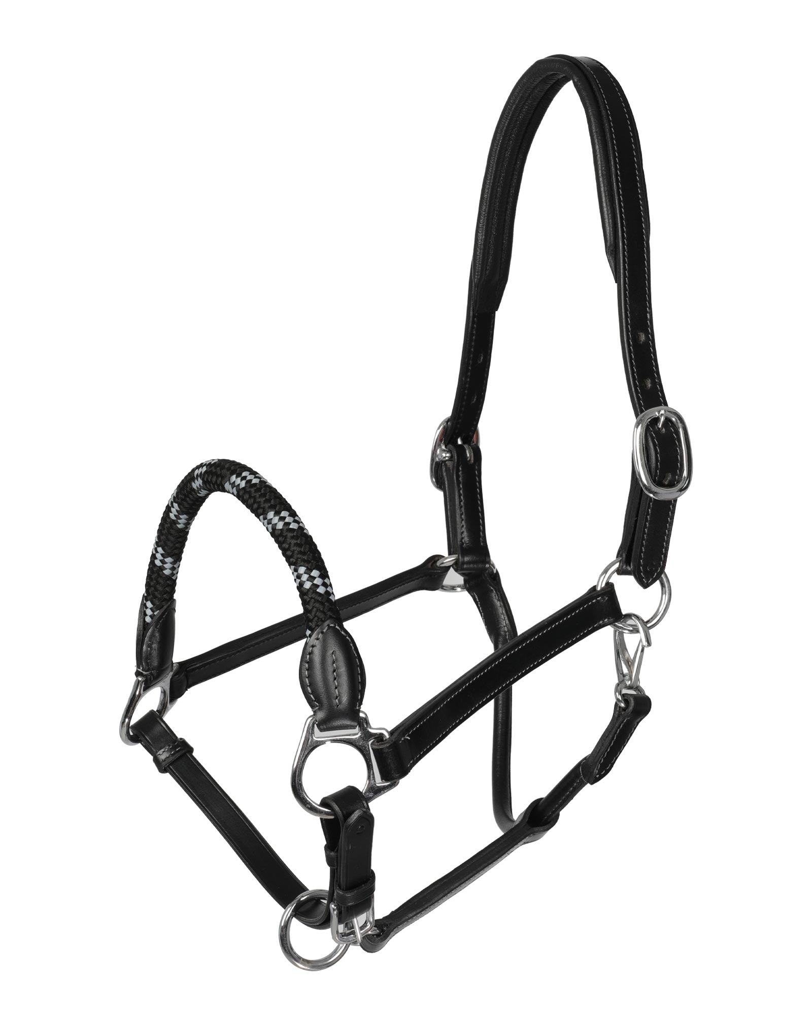 Acavallo Halter Anatomical Leather Rope Noseband Black