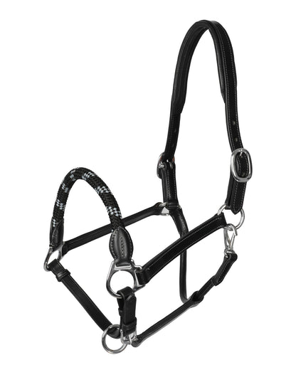 Acavallo Halter Anatomical Leather Rope Noseband Black