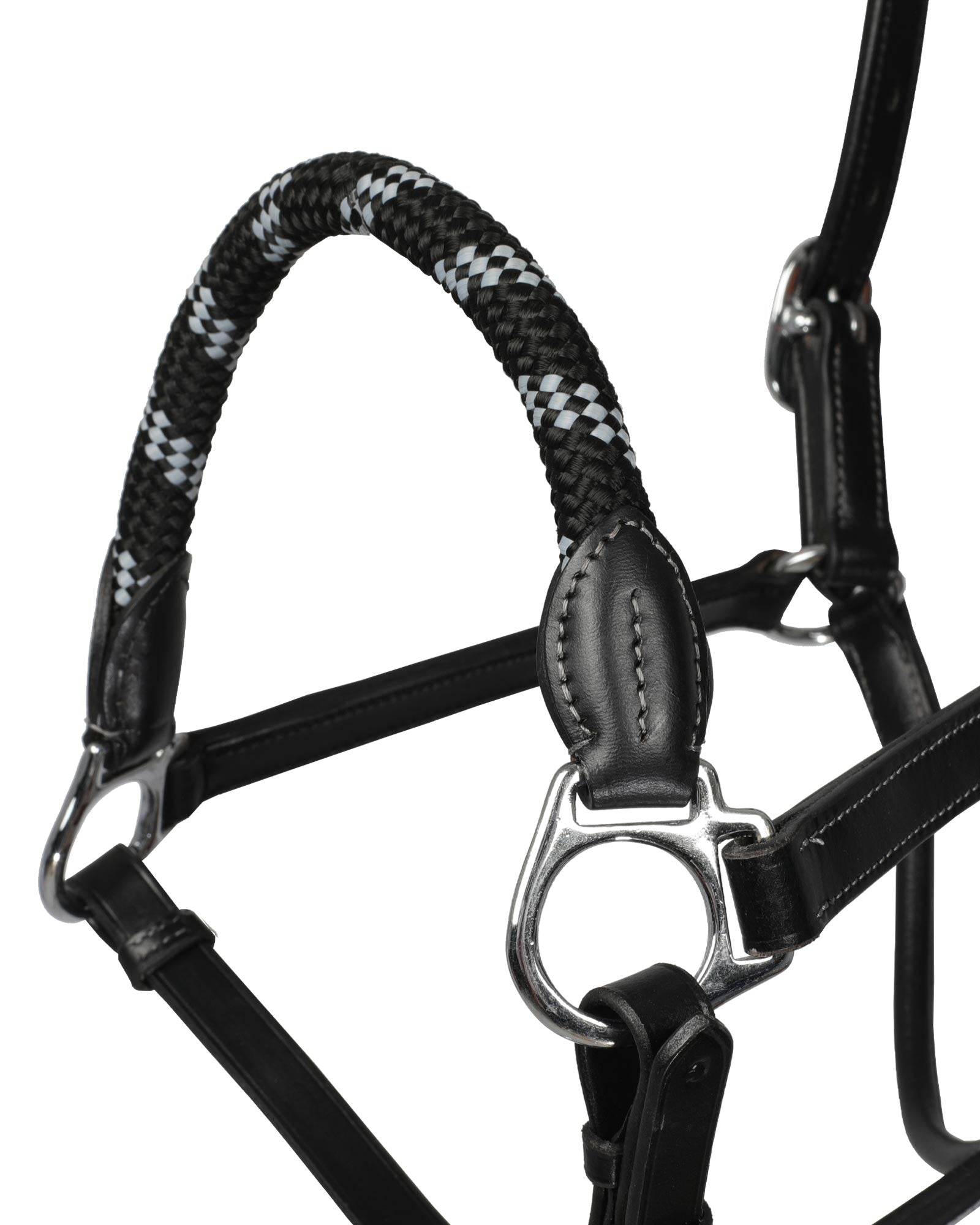 Acavallo Halter Anatomical Leather Rope Noseband Black