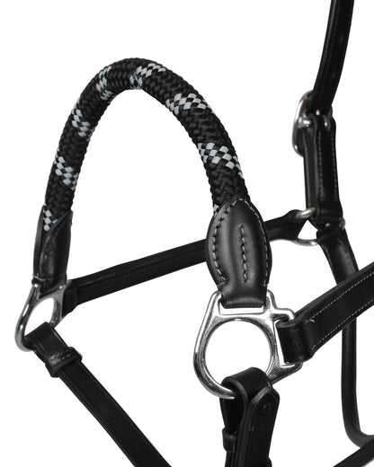 Acavallo Halter Anatomical Leather Rope Noseband Black