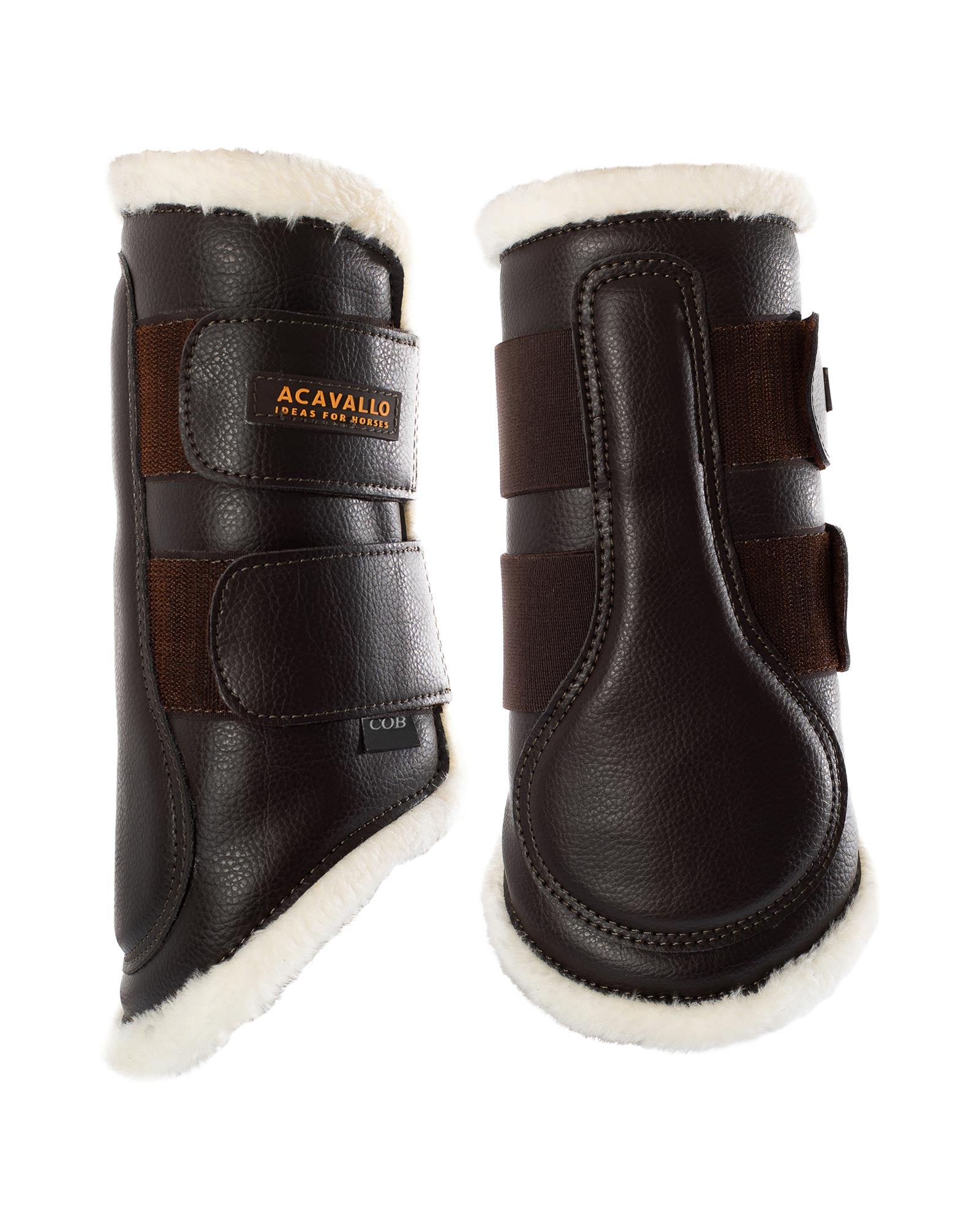Acavallo Front Brushing Boots Faux Sheepskin & Hook-And-Loop Closure Brown