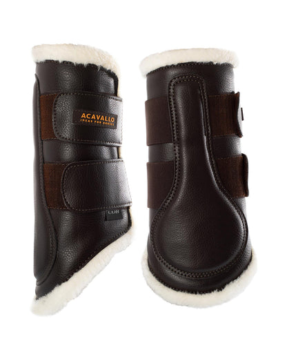 Acavallo Front Brushing Boots Faux Sheepskin & Hook-And-Loop Closure Brown