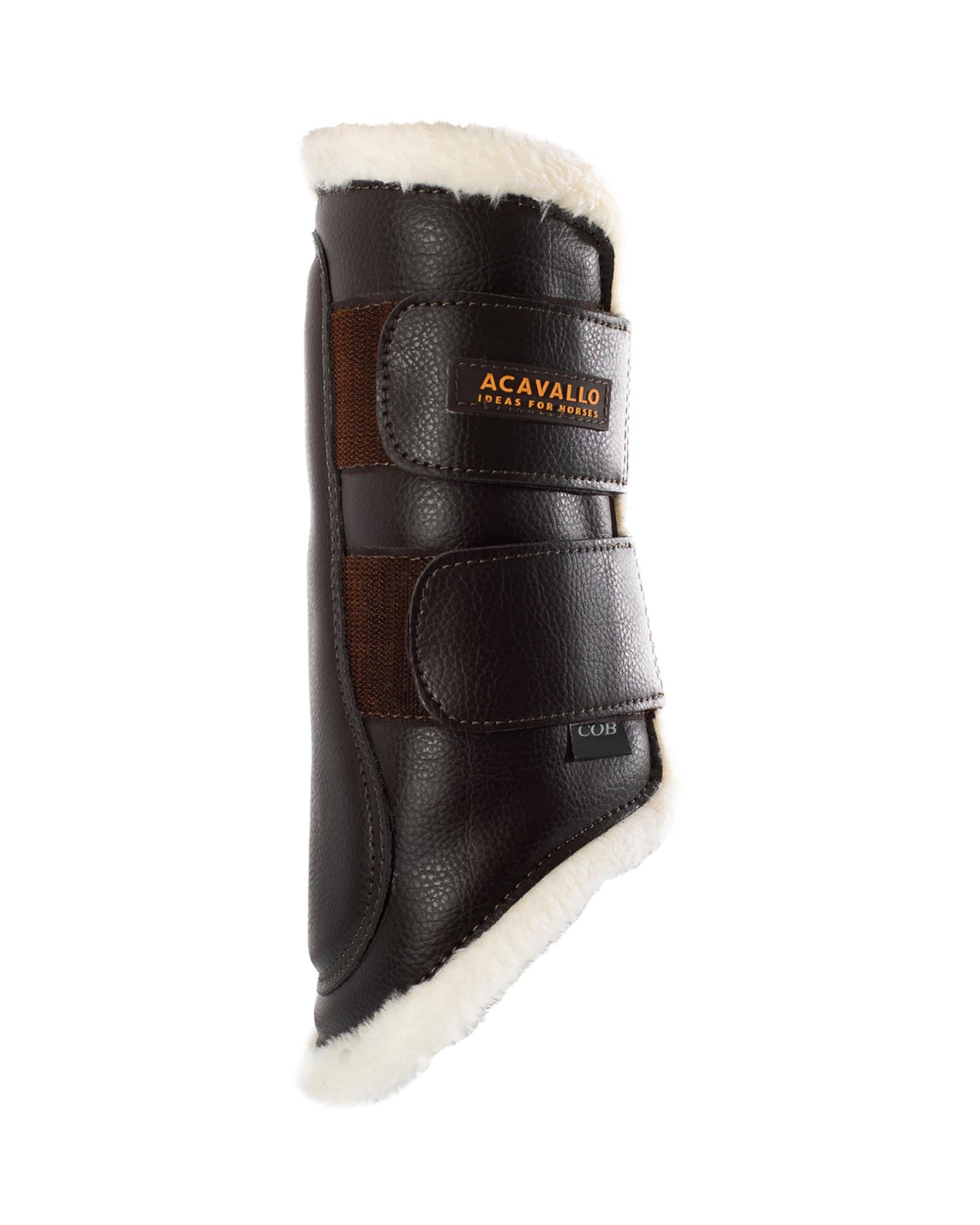 Acavallo Front Brushing Boots Faux Sheepskin & Hook-And-Loop Closure Brown