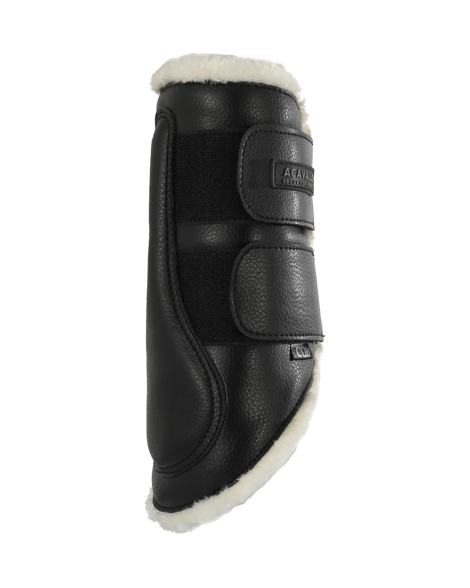 Acavallo Front Brushing Boots Faux Sheepskin & Hook-And-Loop Closure Black