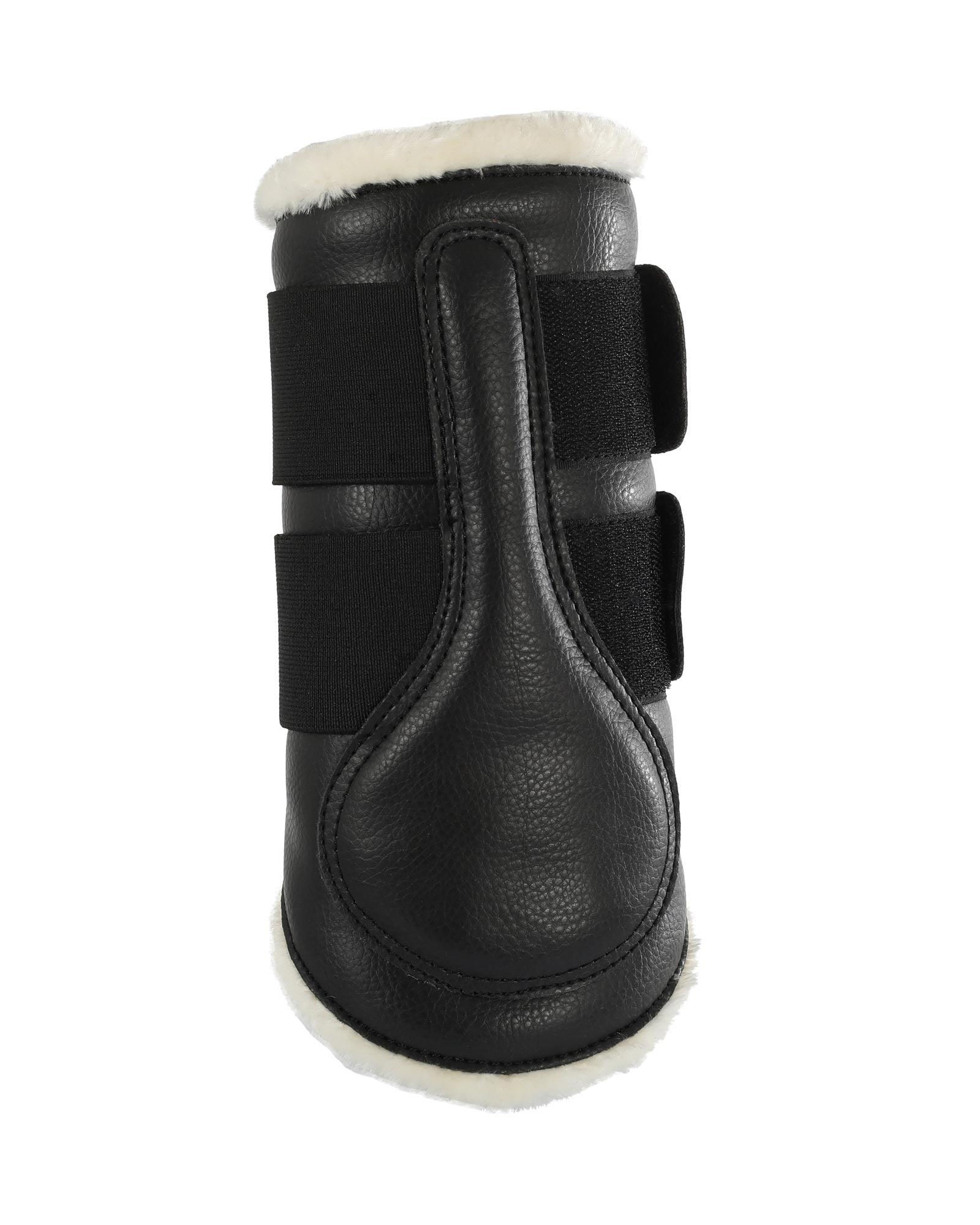 Acavallo Front Brushing Boots Faux Sheepskin & Hook-And-Loop Closure Black