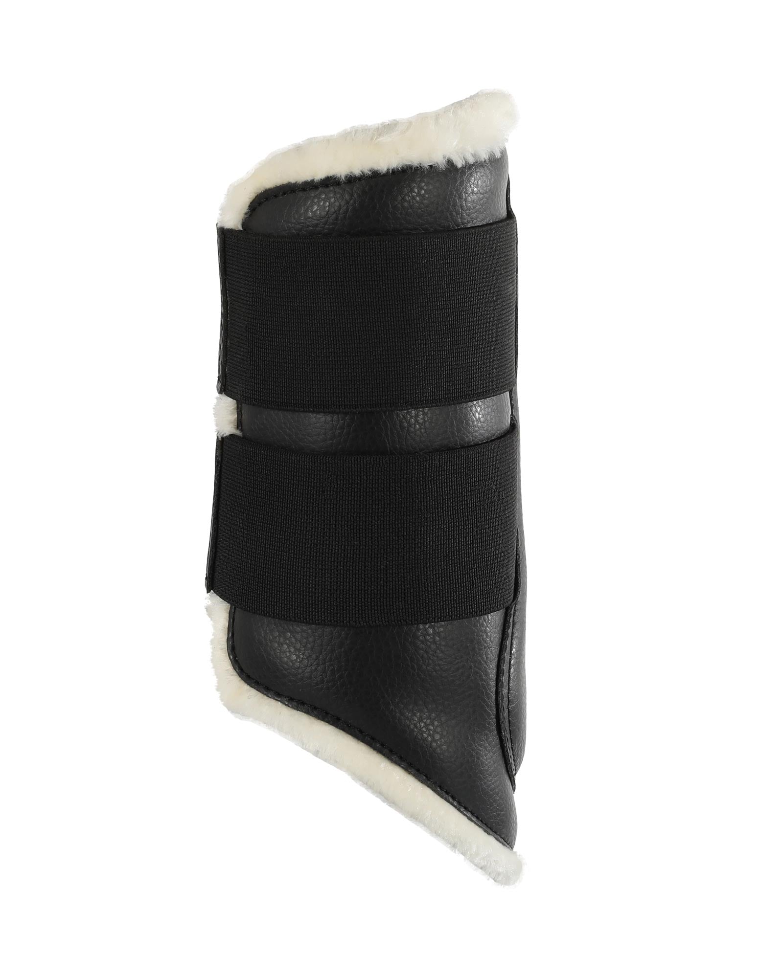 Acavallo Front Brushing Boots Faux Sheepskin & Hook-And-Loop Closure Black