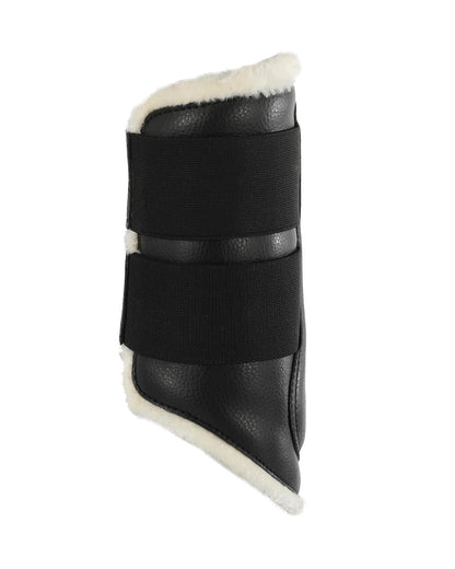 Acavallo Front Brushing Boots Faux Sheepskin & Hook-And-Loop Closure Black