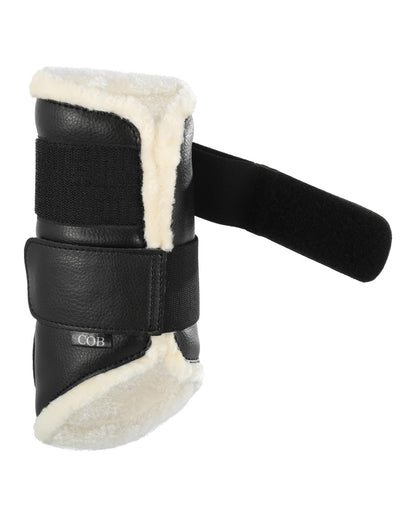 Acavallo Front Brushing Boots Faux Sheepskin & Hook-And-Loop Closure Black