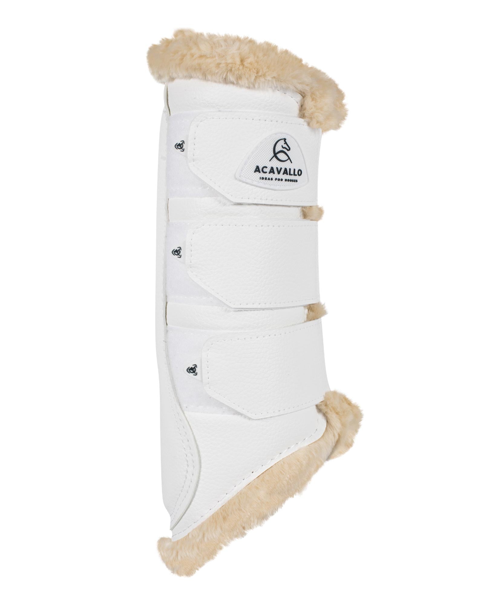 Acavallo Hind Brushing Boots Faux Leather & Faux Sheepskin White