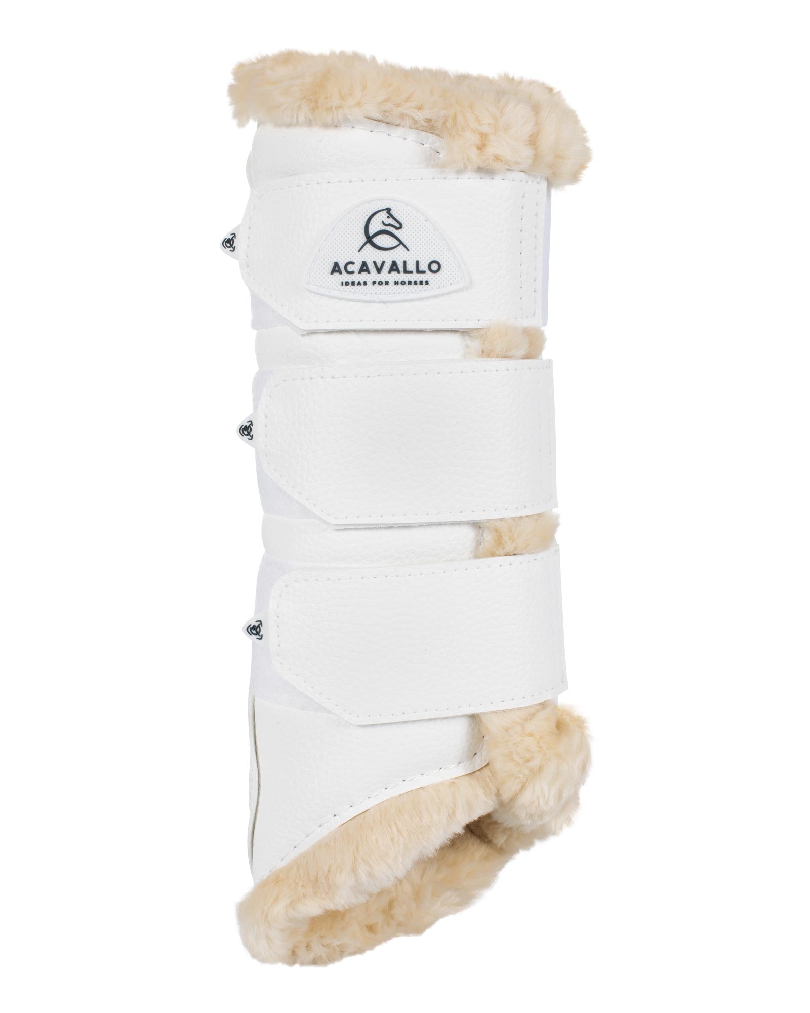 Acavallo Hind Brushing Boots Faux Leather & Faux Sheepskin White
