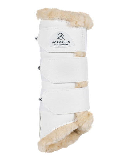 Acavallo Hind Brushing Boots Faux Leather & Faux Sheepskin White