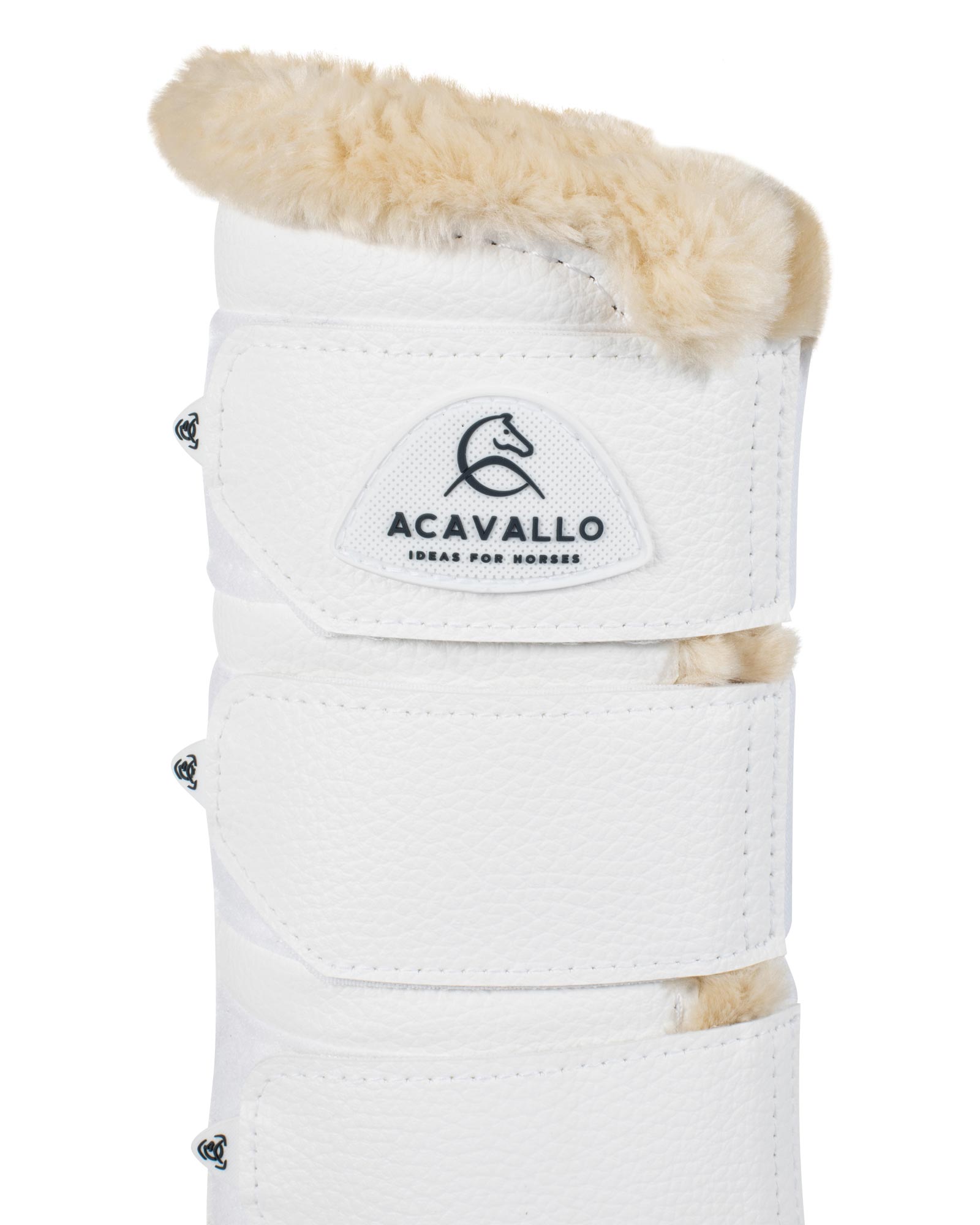 Acavallo Hind Brushing Boots Faux Leather & Faux Sheepskin White