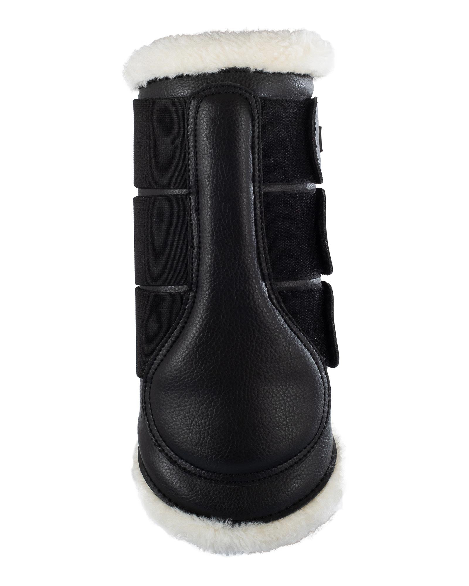 Acavallo Hind Brushing Boots Faux Sheepskin & Triple Hook-And-Loop Closure Black