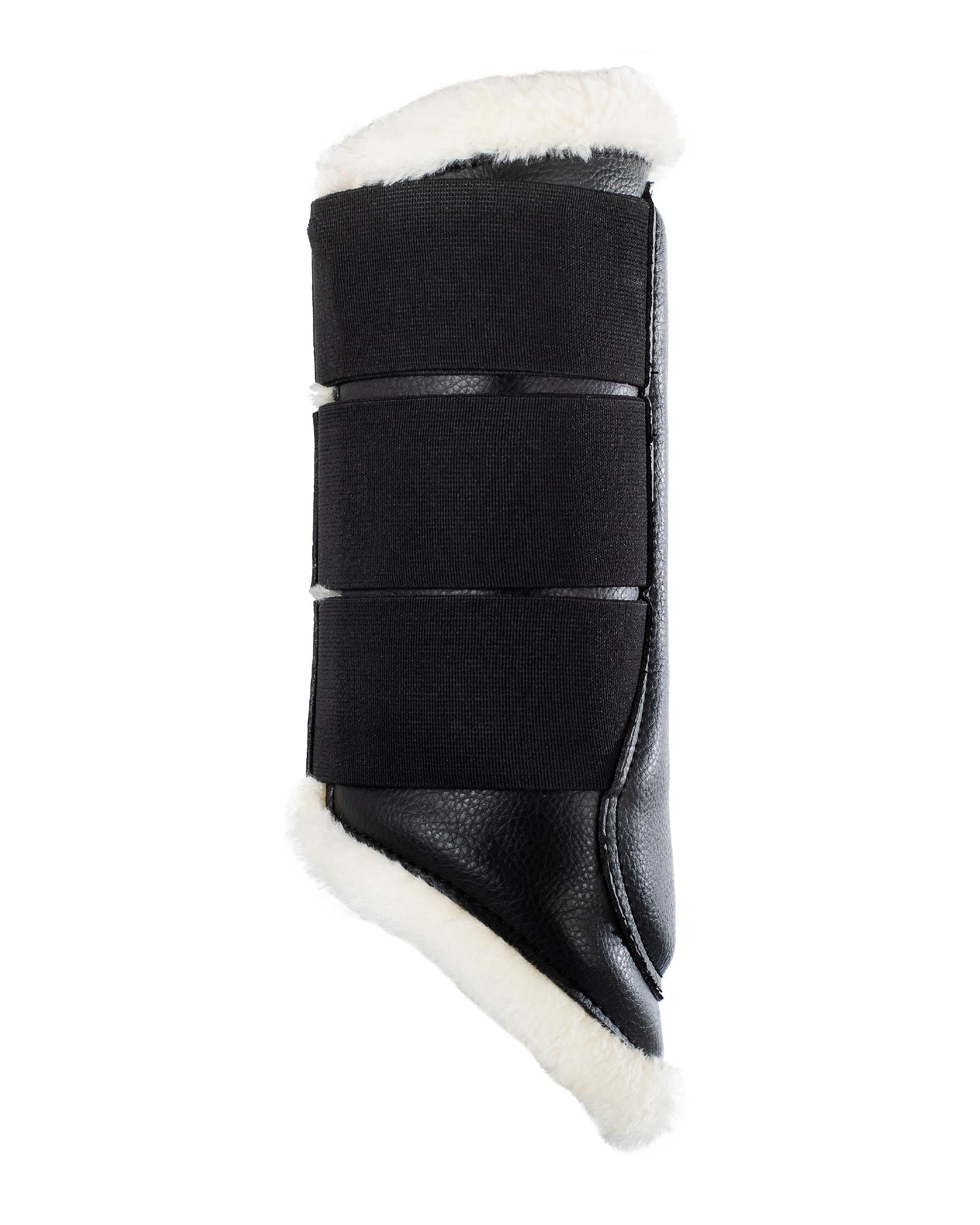 Acavallo Hind Brushing Boots Faux Sheepskin & Triple Hook-And-Loop Closure Black
