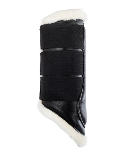 Acavallo Hind Brushing Boots Faux Sheepskin & Triple Hook-And-Loop Closure Black
