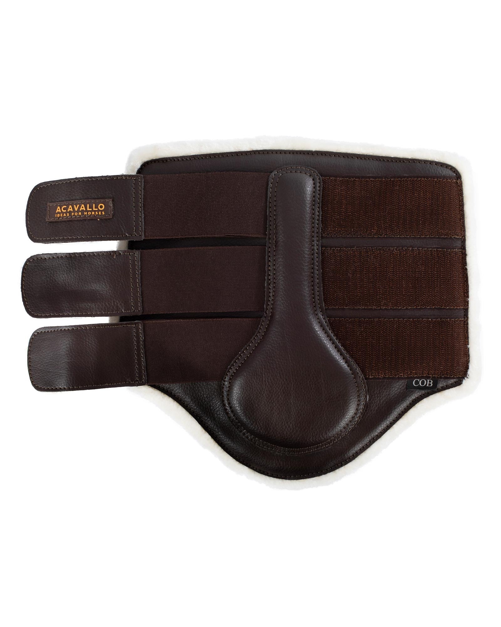 Acavallo Hind Brushing Boots Faux Sheepskin & Triple Hook-And-Loop Closure Brown