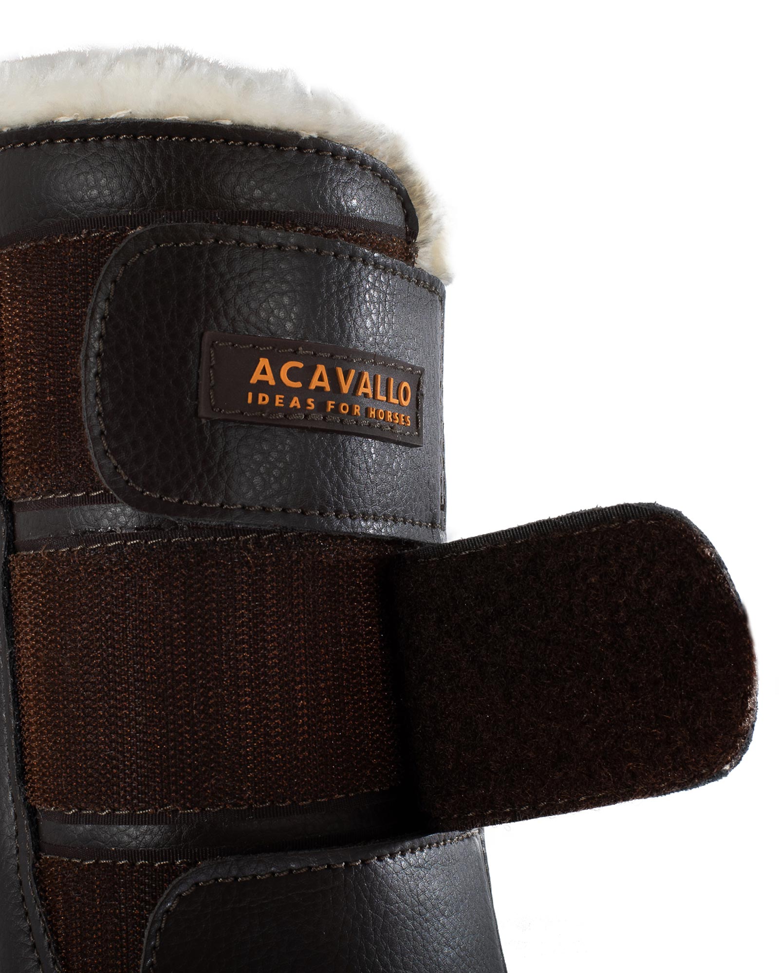 Acavallo Hind Brushing Boots Faux Sheepskin & Triple Hook-And-Loop Closure Brown