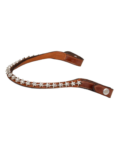 Acavallo Browband Calfskin & Starry Crystals Cognac