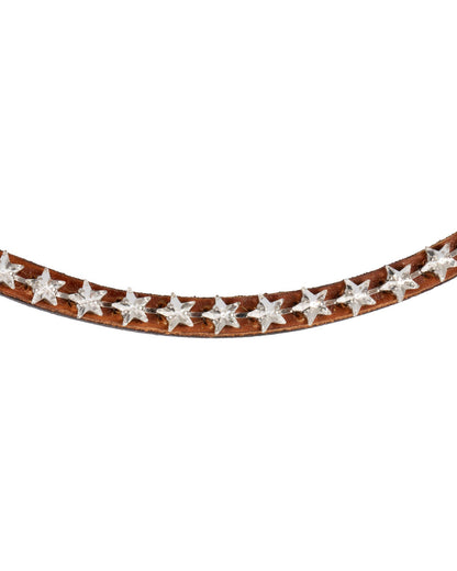 Acavallo Browband Calfskin & Starry Crystals Cognac