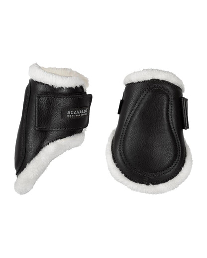 Acavallo Jumping Fetlock Boots Faux Sheepskin & Hook-And-Loop Closure Black