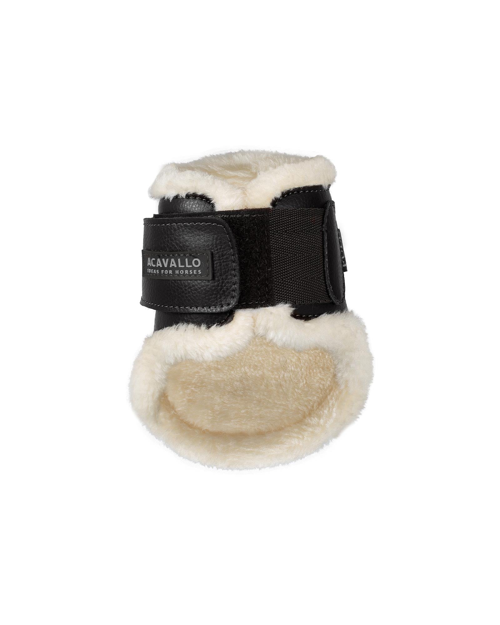 Acavallo Jumping Fetlock Boots Faux Sheepskin & Hook-And-Loop Closure Black