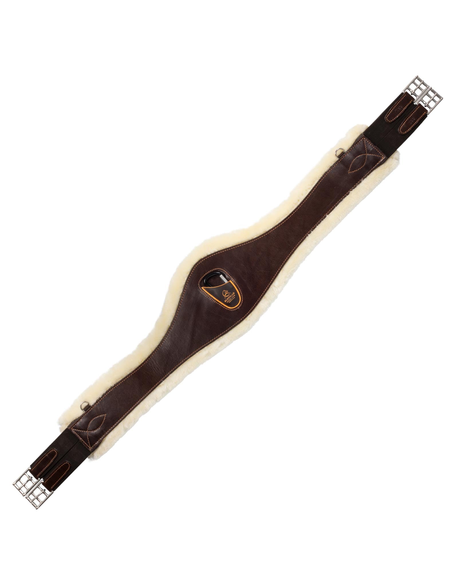 Acavallo Jumping Girth Leather & Removable Faux Sheepskin Dark Brown