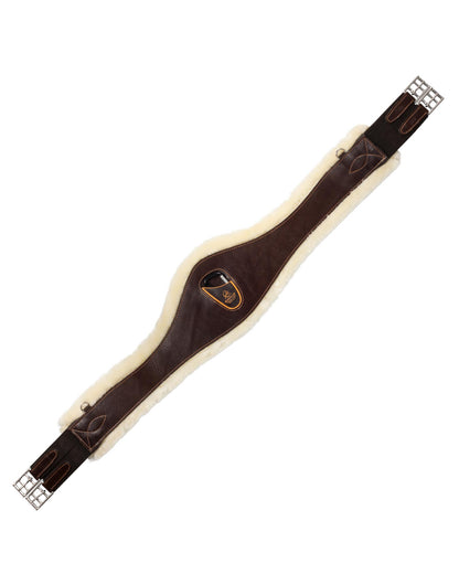 Acavallo Jumping Girth Leather & Removable Faux Sheepskin Dark Brown