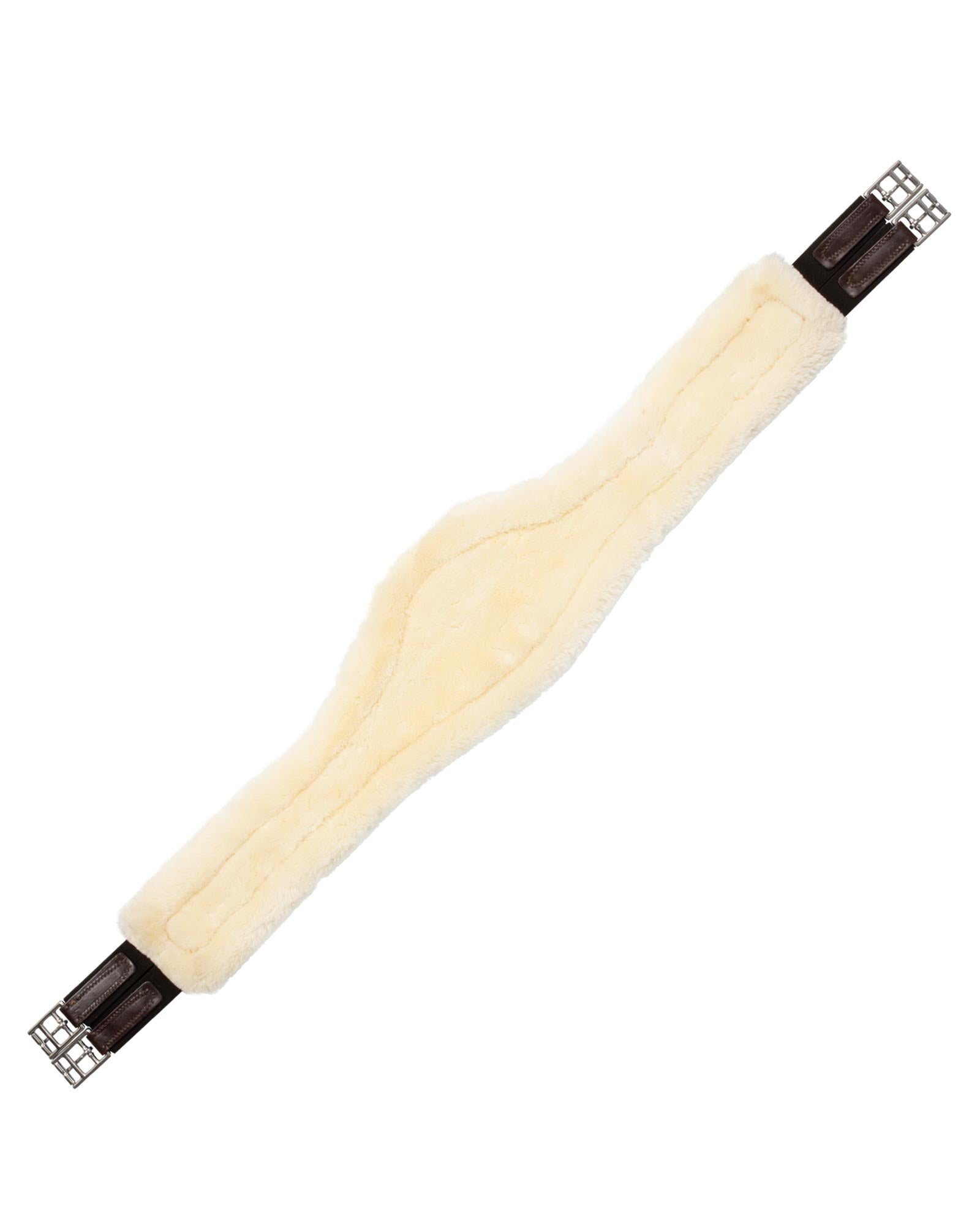 Acavallo Jumping Girth Leather & Removable Faux Sheepskin Dark Brown