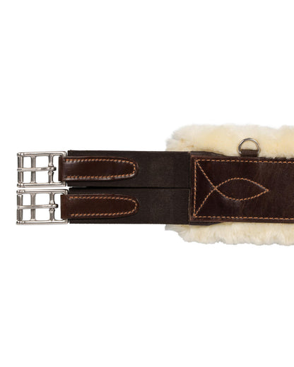 Acavallo Jumping Girth Leather & Removable Faux Sheepskin Dark Brown