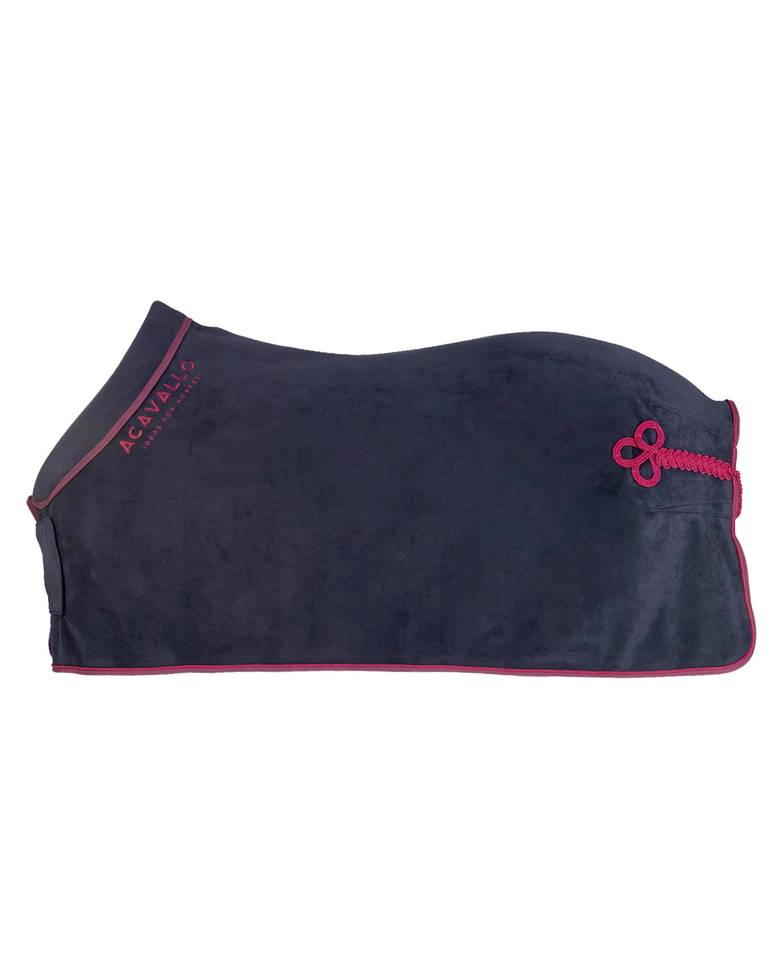 Acavallo Fleece Stable Rug Padded Collar 800G Navy/Burgundy
