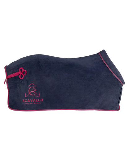 Acavallo Fleece Stable Rug Padded Collar 800G Navy/Burgundy